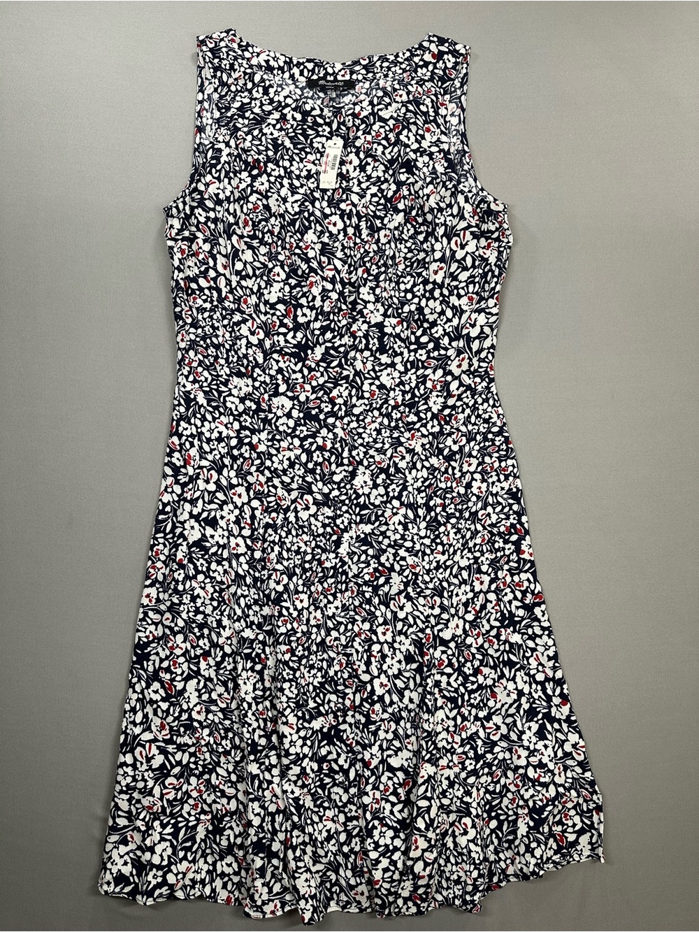 NWT Madewell Button-Front Boatneck Mini Dress in Floral - Womens 2
